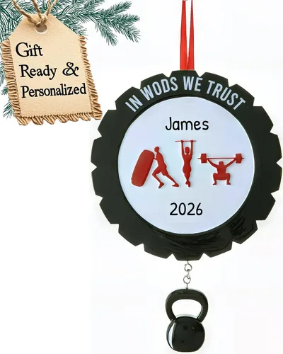 Miniatura 18 de Adornos de levantamiento de pesas personalizados para árbol de Navidad, adorno de entrenamiento, adorno de levantamiento de pesas, adorno de barra