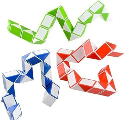 Neliblu Rompecabezas Sensoriales Fidget de Cubo Serpiente Giratorio - Rellenos para Medias - Paquete a Granel de 3 Colores Surtidos