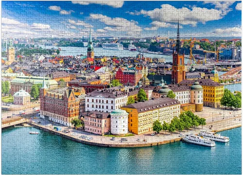 Miniatura 9 de MyPuzzle Stockholm Old Town (Gamla Stan) Cityscape from City Hall Square, Suecia, rompecabezas prémium de 100 piezas para adultos