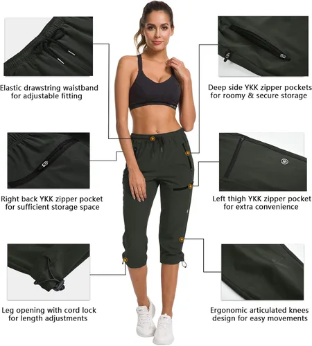 Miniatura 2 de ChinFun Pantalones capri de senderismo para mujer, de secado rápido, resistentes al agua, UPF 50+