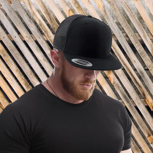 Miniatura 4 de Trendy Apparel Shop Flexfit - Gorra de malla con cierre de cremallera a presión de 5 paneles en blanco