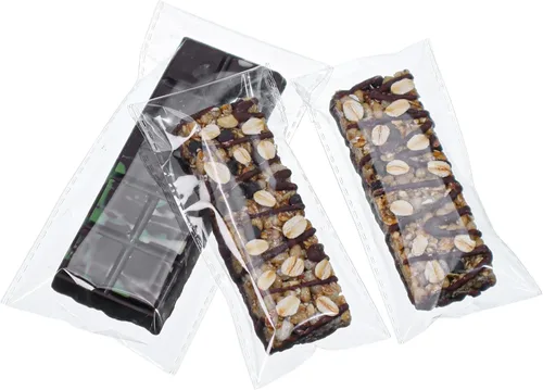 Miniatura 12 de ROSPAKTEK 100 bolsas transparentes para macarrones de 3.5 x 3.5 pulgadas, bolsas Oro cubiertas de chocolate, bolsa para galletas, bolsa de celofán