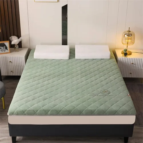 Miniatura 2 de KKCD Shikibuton - Colchón de futón japonés de felpa, cálido y suave, colchón enrollable para tatami, tapete portátil para dormir con fibra de Verde