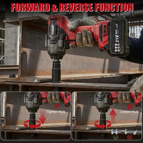 Miniatura 3 de AOBEN Llave de impacto inalámbrica 1100N.m, pistola de impacto de alto par de 1/2 pulgada, destornillador de impacto de potencia de 3 velocidades