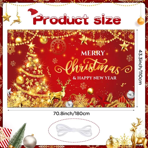 Miniatura 5 de Rumia Decoraciones de pancarta de Feliz Navidad y Año Nuevo, telón de fondo de fotos de Navidad, árbol de Navidad y telón de fondo de fiesta, diseño