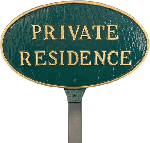 Miniatura 14 de Montague Metal Products Letrero de residencia privada – Placa de metal ovalada blanca y negra con estaca para césped, 8.5 x 13 pulgadas, letrero