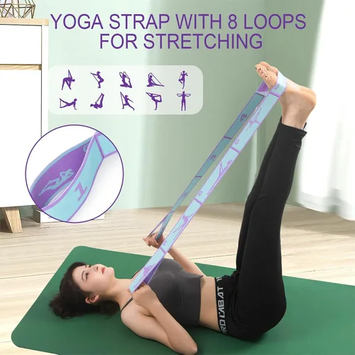 Miniatura 7 de Correas elásticas de yoga para terapia física, danza, yoga, pilates, gimnasia, ejercicio, flexible, para mujeres y hombres