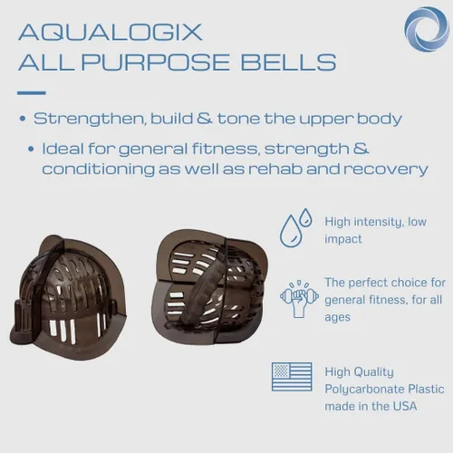 Miniatura 4 de Pesas totales de piscina para paquete de ejercicios acuáticos, campanas de policarbonato para la parte superior del cuerpo y aletas acolchadas