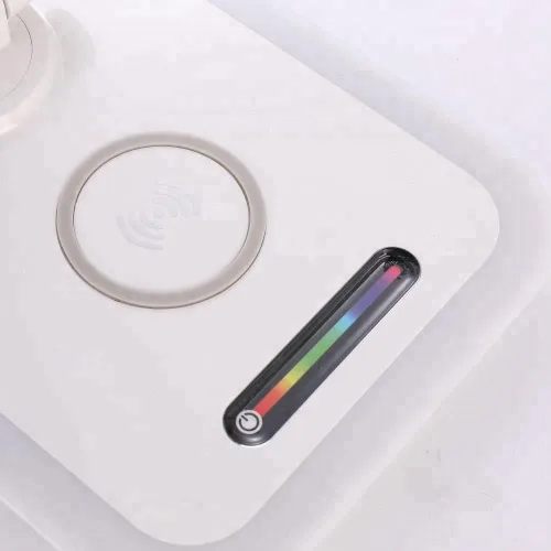 Miniatura 7 de Lámpara de escritorio con luz de acento RGB, cargador inalámbrico, puerto USB, controles de luz regulables (oro rosa)