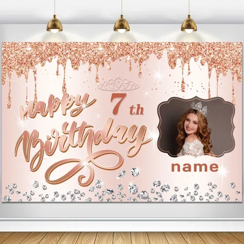 Miniatura 122 de Cartel decorativo personalizable de oro rosa con nombre y foto MGJB-NLK-50