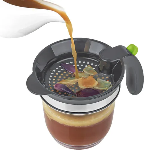 Miniatura 3 de IVYHOME Separador de grasa de plástico de 4 tazas con liberación inferior, separador de salsa para cocinar, colador de grasa de sopa y aceite, taza