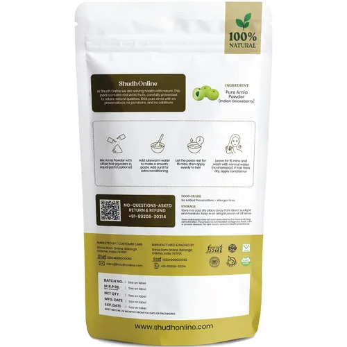 Miniatura 2 de Amla Powder Orgánico, Grosella de la India para el crecimiento del cabello (3.5 oz - 0.2 lb) Alma Fruit Berry, Grosella de la India en polvo