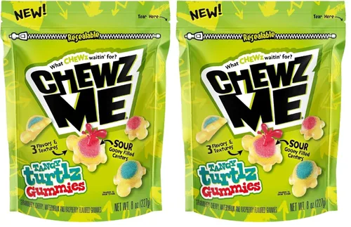 Miniatura 12 de ChewzMe Tangy Turtlz - Gomitas rellenas de gelatina con forma de tortuga envueltas individualmente en varios sabores, 8.46 onzas (paquete de 1)
