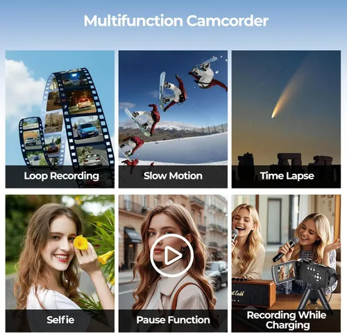 Miniatura 7 de Videocámara, Cámara de Video Vlogging para Youtubers con Zoom Digital 18X 64MP Pantalla de 3” 270° de Rotación Cámara 4k para Grabación de Video
