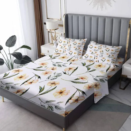 Miniatura 9 de Sábanas para plantas tamaño individual, sábanas botánicas de hojas, sábanas y fundas de almohada estampadas de 3 piezas, sábana bajera ajustable