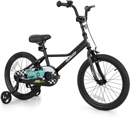Miniatura 15 de Olakids Bicicleta para niños, 12, 14, 16, 18 pulgadas, con ruedas de entrenamiento, asiento ajustable y manillar, freno y freno de mano, bicicleta