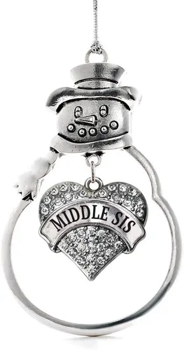 Miniatura 34 de Inspired Silver - Big Sis - Adorno de Navidad plateado - Adorno de árbol de Navidad con dije de corazón con circonita cúbica - Decoración colgante