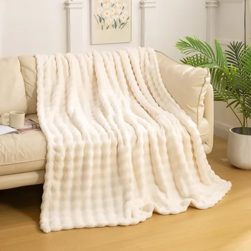 Miniatura 24 de YUSOKI - Manta de forro polar 3D con burbujas Felpa ultrasuave y esponjosa de 13.44 oz/m² Manta ligera y acogedora para sofá cama Para todas