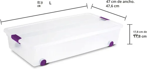 Miniatura 3 de Sterilite ClearView - Paquete de 4 cajas de cierre ClearView de 60 cuartos de galón, contenedores organizadores con ruedas con tapas de pestillo