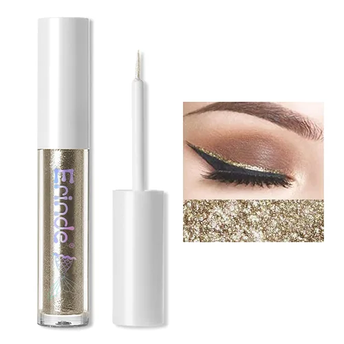 Erinde Delineador de ojos con purpurina líquida, delineador de sombra de ojos con purpurina metálica, delineador de ojos de color de alto pigmento,