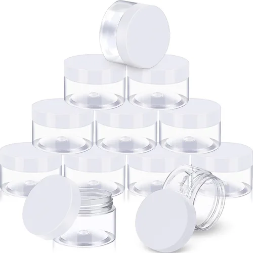 Miniatura 15 de SATINIOR Paquete de 12 frascos de plástico con tapas, frascos redondos para cosméticos de viaje, para artículos de tocador, loción, crema