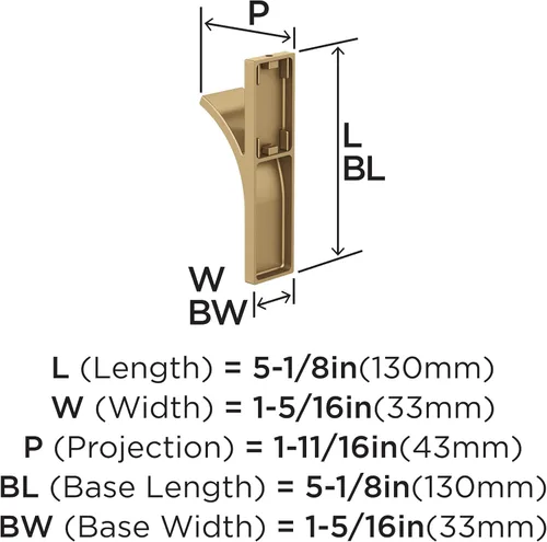 Miniatura 4 de Amerock HBX37014CZ Apex Gancho decorativo de pared de una sola punta Gancho de bronce champán para abrigos, sombreros, mochilas, bolsas