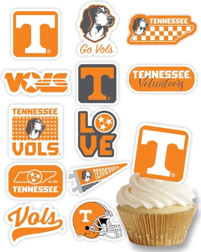 Miniatura 12 de Decoraciones para cupcakes de la Universidad de Alabama, suministros para fiestas de fútbol americano, cumpleaños, graduación (24 piezas)