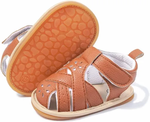 Miniatura 66 de Meckior Sandalias de verano con punta abierta y suave de piel sintética para bebés y niñas pequeñas