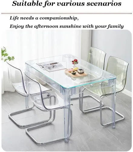 Miniatura 8 de Silla de comedor con respaldo transparente para el hogar, silla de acrílico de ocio de diseño minimalista, con respaldo de silla de acrílico