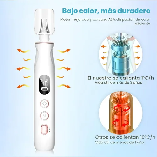 Miniatura 4 de Kit profesional de taladro de uñas: lima de uñas eléctrica con pantalla LCD y lámpara, amoladora de uñas gruesas de larga duración, herramientas