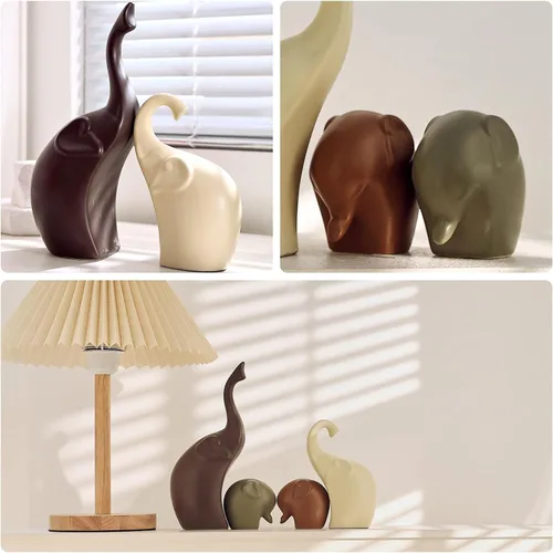 Miniatura 4 de Arte moderno de cerámica, 4 piezas de decoración de estatua de elefante para el hogar, oficina, sala de estar, dormitorio, esculturas creativas