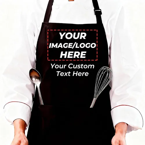 Delantal personalizado con nombre, foto o logotipo. Babero de chef ajustable impermeable personalizado con 2 bolsillos, delantales personalizados