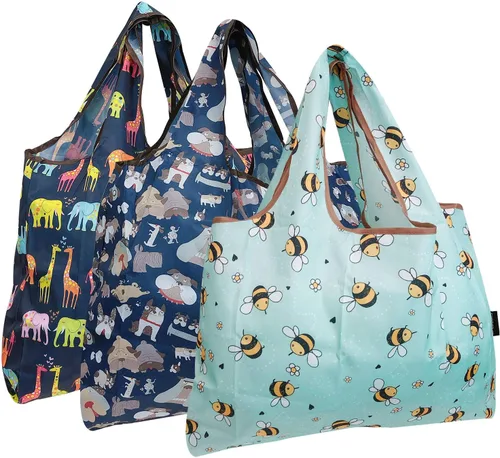Miniatura 15 de alldyrew - Bolsa plegable para compras, reutilizable de nailon grande, 3 unidades Deliciosos alimentos