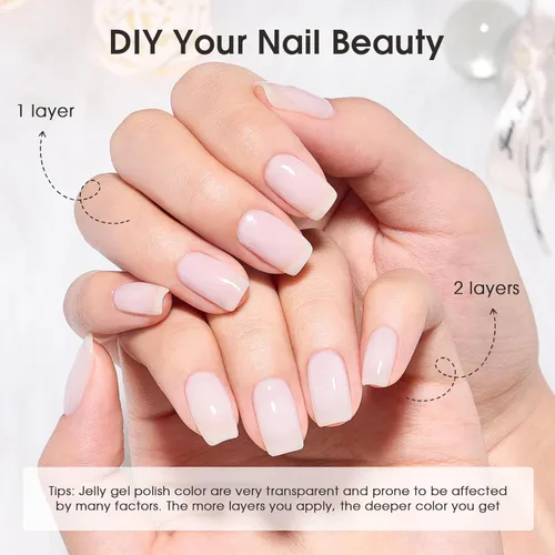 Miniatura 2 de COSMOO Esmalte de uñas Jelly White, 0.4 fl oz, esmalte de uñas transparente blanco transparente de secado rápido para esmalte de uñas, 0.41 onzas