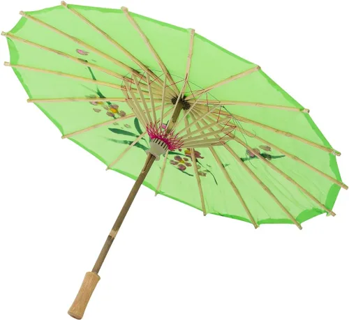 Miniatura 2 de Sombrilla japonesa china de 22" para niños, para bodas, fotografía, disfraces, cosplay, decoración y otros eventos Verde
