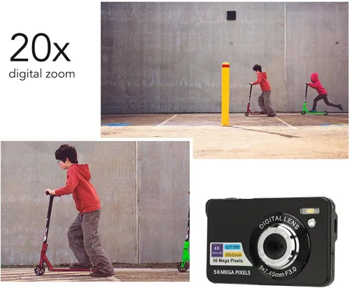 Miniatura 3 de Cámara digital, video 4K de 56 MP con zoom de 20x, pantalla LCD de 2.7 pulgadas, cable USB, compacto, almacenamiento de 128 GB, color negro