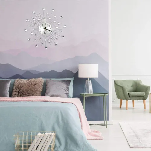 Miniatura 2 de Reloj de pared, modernos relojes de pared de cristal con árabe sin tictac silencioso, digital, reloj de pared de metal con tachuelas para sala