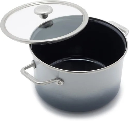 Miniatura 9 de Merten & Storck Utensilios de cocina esmaltados con núcleo de acero hecho a mano europea, sartén de 3 cuartos de galón con tapa, inducción, sin PFAS