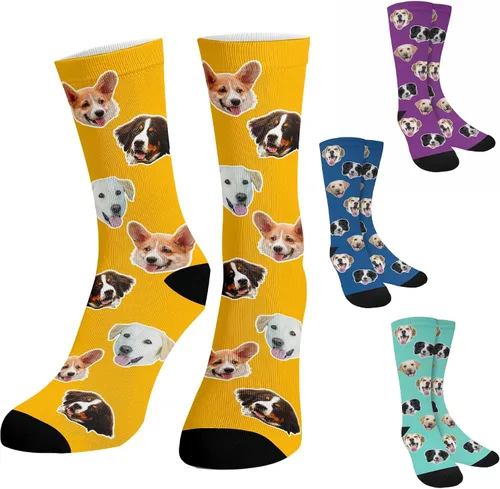 Miniatura 8 de Artsadd Calcetines personalizados para mujeres y hombres, amantes de los perros y gatos, regalos divertidos unisex personalizados