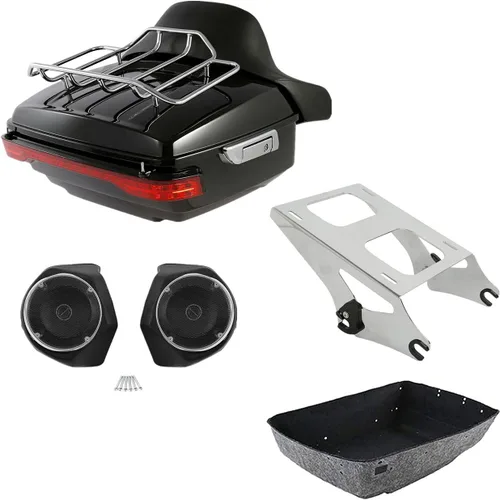Miniatura 18 de TCMT Caja de maletero para motocicleta King con respaldo y portaequipajes, conjunto de luz trasera, para Harley Davidson 2014-2025 Touring CVO Road