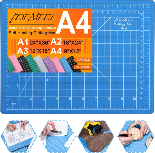 Miniatura 12 de Estera de corte autocurativa de 9"x12" de densidad mejorada, alfombrilla de corte rotatoria Idemeet para manualidades, protector de mesa de 5 capas