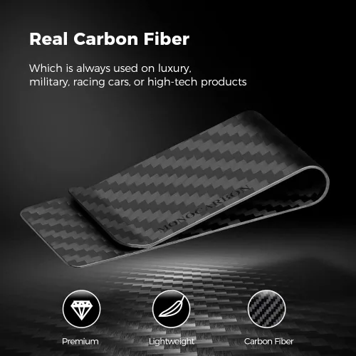 Miniatura 3 de MONOCARBON Clip de dinero de fibra de carbono para dinero en efectivo y tarjetas de crédito clip de dinero minimalista para hombres clips de dinero