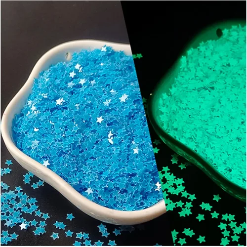 Miniatura 2 de Sourcingbay Stars Glitter 3mm Glow in The Dark Blue Star Glitter PVC Luminous Resin Craft Glitter for Nail Art Makeup Party Decoration UV Reactive