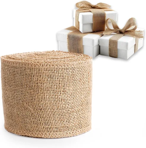 Miniatura 12 de LaRibbons Cinta de tela de arpillera de 3 pulgadas de ancho, 10 yardas, cinta marrón natural para manualidades de arcos, coronas, decoración