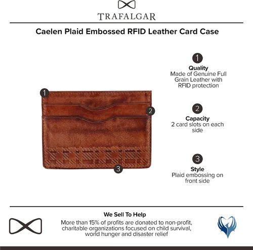 Miniatura 2 de Trafalgar Caelen - Tarjetero de piel RFID con relieve a cuadros