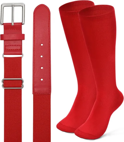 Miniatura 11 de XZQTIVE Conjunto combinado de calcetines de béisbol y softbol y cinturón de béisbol y sóftbol, calcetines de fútbol hasta la rodilla para niños