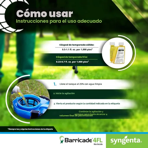 Miniatura 5 de Barricade 4FL Herbicida Concentrado - Control de malezas preemergente - Prevención de malezas de hoja ancha de larga duración para césped, césped