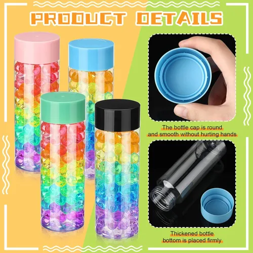 Miniatura 3 de Hoolerry 16 botellas sensoriales de plástico vacías con tapas, botellas de agua sensoriales de plástico transparente reutilizables para Rosa Verde