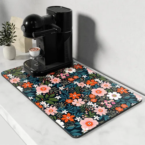 Miniatura 25 de Rnivvi Tapete de secado de platos para encimera de cocina, 16 x 18 pulgadas, bonita almohadilla de secado absorbente resistente al calor con goma