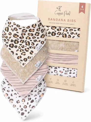 Miniatura 19 de Copper Pearl Baberos tipo bandana para bebé, paquete de 4 baberos de algodón suave para babear y dentición, absorbentes, ajuste ajustable, muchos